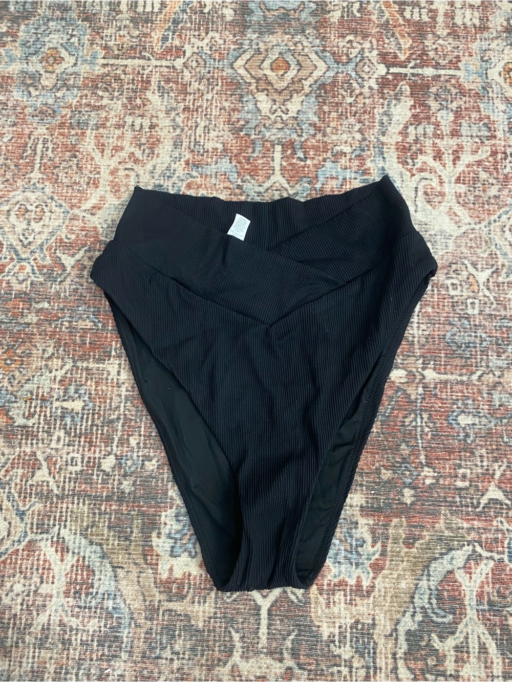 Aerie NWT Black High-Waist Ribbed Bikini Bottom